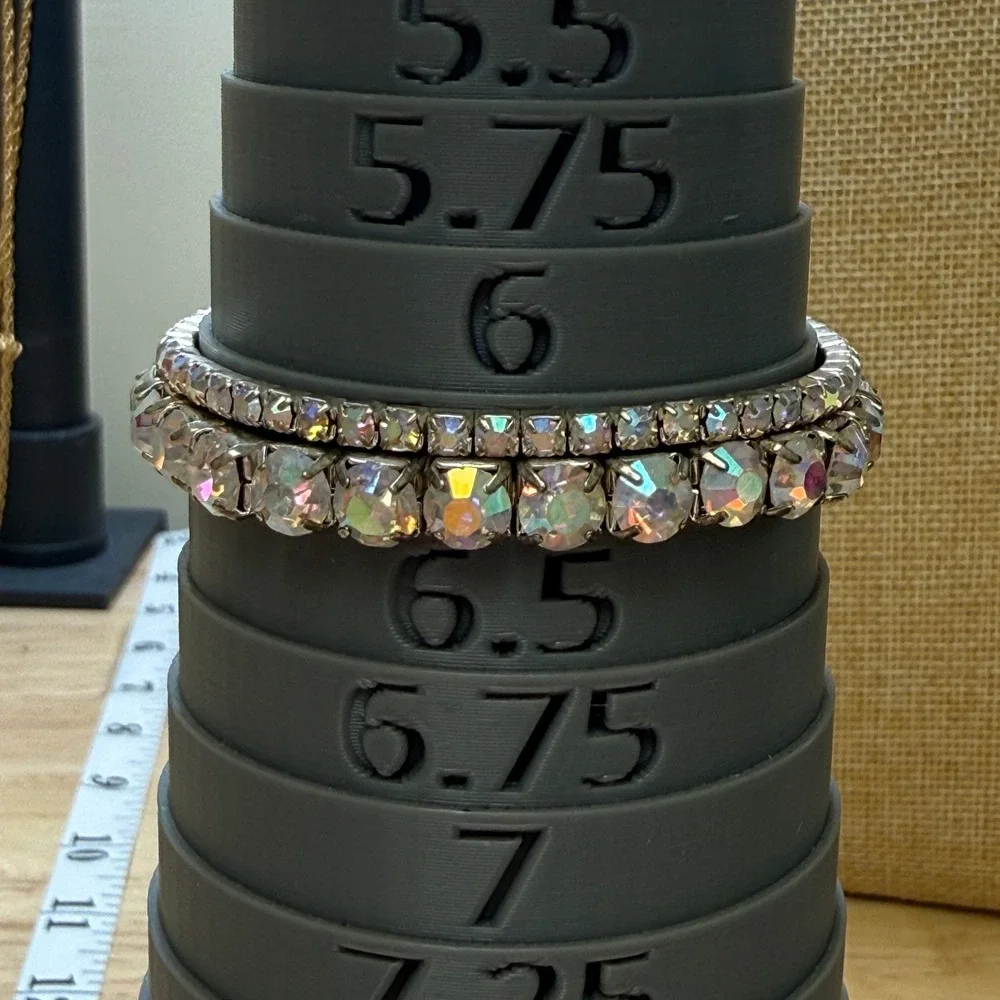 Vintage Aurora Borealis AB Rhinestone Stretch Bracelet Lot of‎ 2 Glam Y2K